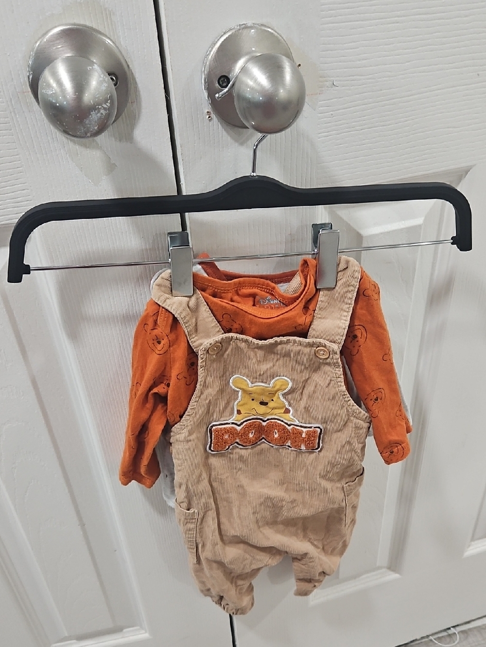 Winnie the Pooh Baby Overalls & Bodysuit Set - Tan & Orange